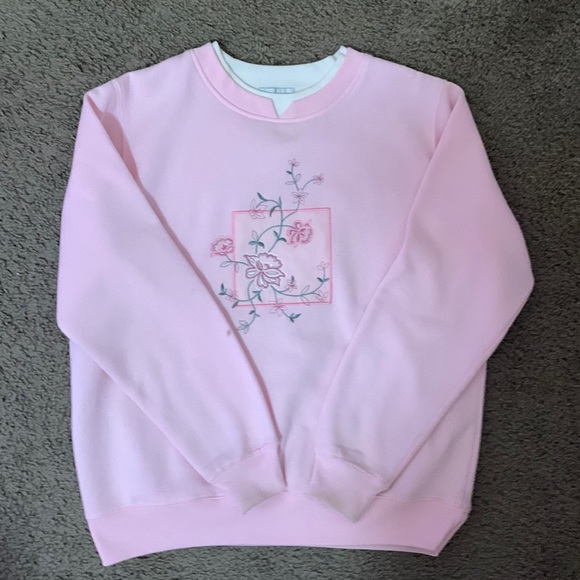 Pink Floral Grandma Crewneck Sweater - Picture 1 of 4